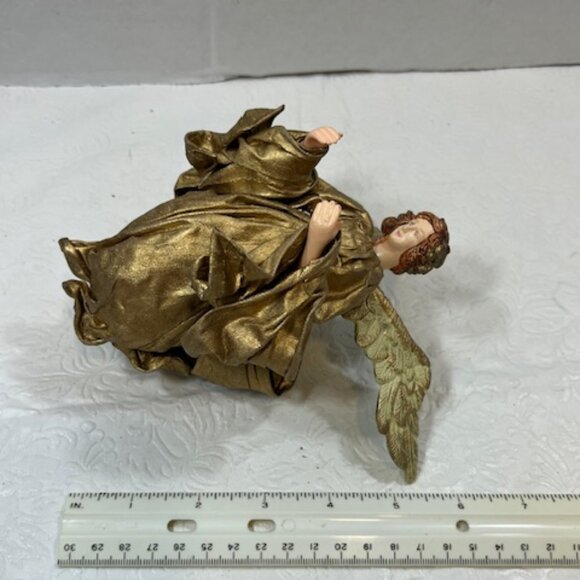 VTG Red Haired Guardian Angel Gold Gown Hanging Holiday Christmas Ornament 6" - Picture 13 of 13